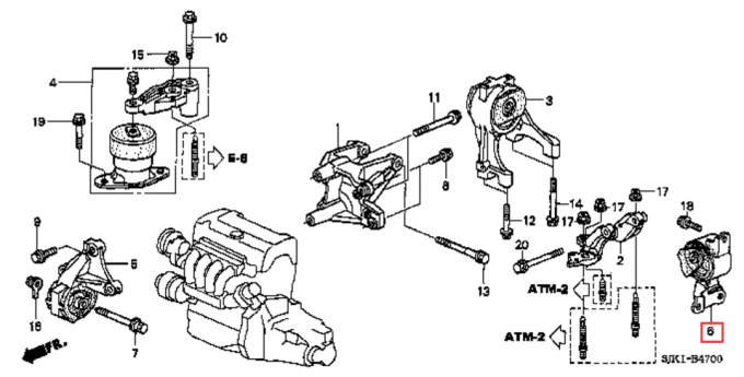 Supporti di motore di gomma della trasmissione 50850-SFE-003 Honda Odyssey 2,4 L RBI 2005-2008