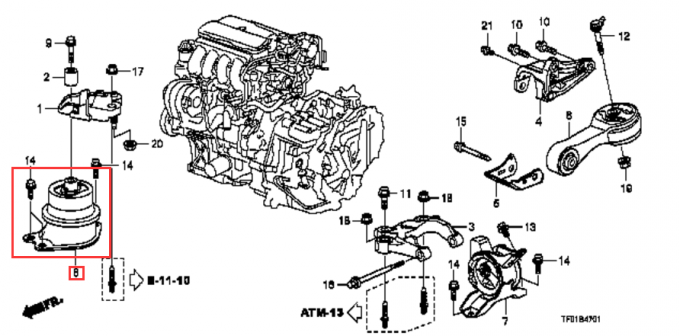 Le parti di gomma Honda City dell'automobile del supporto di motore del lato 50822-TF0-J02 misura 2008-2012 1,5 L 50822-TG0-J02