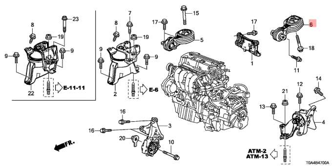 Honda CR-V più basso posteriore 2012 ammortizzatore 2,4 L 50890-T0A-A81 di Torquerod del motore 2013 2014 RE1