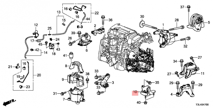 Trasporto di gomma Honda Accord 2013-2015 del Assy dello sfregamento di MTg dei supporti di motore della trasmissione 2,4 L 50850-T2F-A11