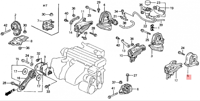 Supporti di motore di gomma posteriori 50810-SM4-000/010 Honda Accord 1990-1993 2,0 L isolante del motore della TA